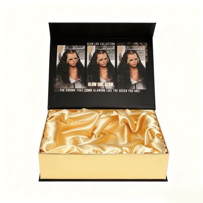 Luxury Flip Top Magnetic Box Closure Wig Box With Satin Inside Custom Logo Packaging Hair Gift Black Foldable Paper Boxes (Любовь к красоте и красоте) Luxury Flip Top Magnetic Box Closure Box Wig Box With Satin Inside Custom Logo Packaging Hair Gift Black Folding Paper Boxes (Любовь к красоте и красоте)