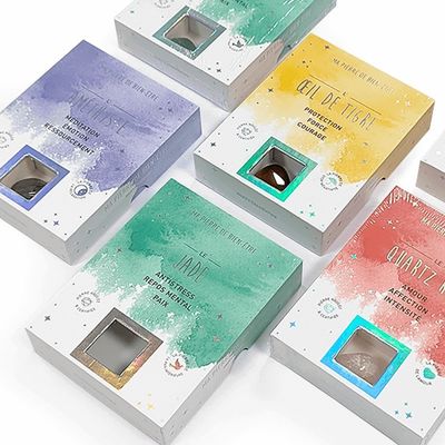 Драгоценный камень камень агат кристалл две части подарочные коробки индивидуального размера с бумажной вставкой