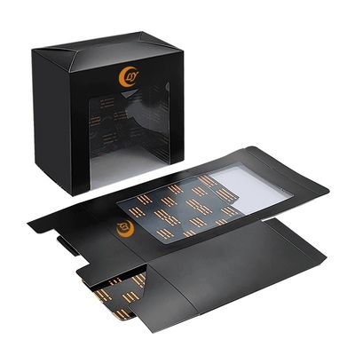 Черный Tuck Top Boxes розничная бумажная коробка упаковки для бейсбольной шапки с дисплейным окном