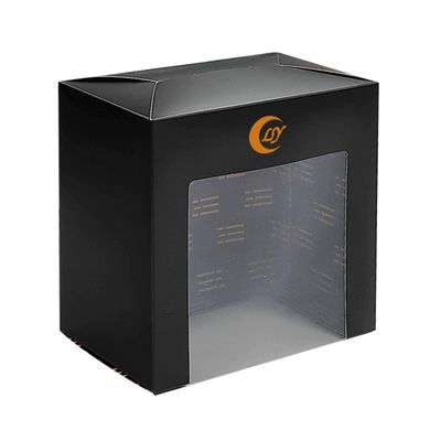 Черный Tuck Top Boxes розничная бумажная коробка упаковки для бейсбольной шапки с дисплейным окном