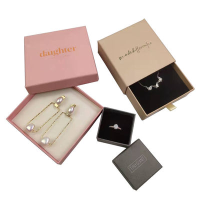 Покрытая бумага Luxury Slide Drawer Box Jewelry Packing Box с логотипом клиента сертифицированный FSC
