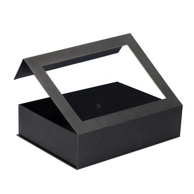 Заказ Flip Top PVC окна бумажной упаковки Большой магнитно закрывающийся подарочный ящик с прозрачным крышкой окна