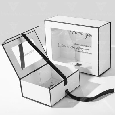 Заказ Flip Top PVC окна бумажной упаковки Большой магнитно закрывающийся подарочный ящик с прозрачным крышкой окна