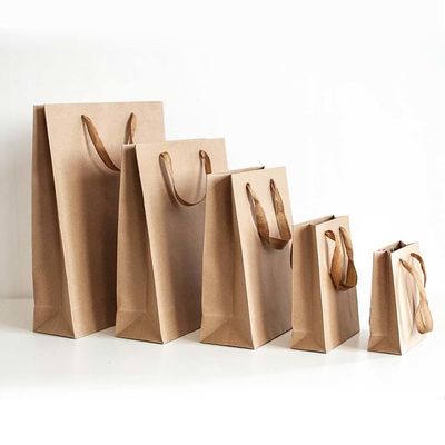 Заказ на заказ принят Логотип оптовая доставка Кофе Коричневый Kraft Paper Bag с ручкой