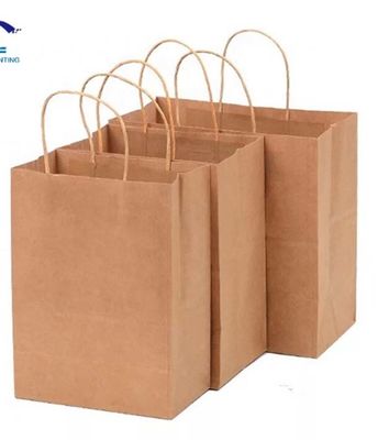 Заказ на заказ принят Логотип оптовая доставка Кофе Коричневый Kraft Paper Bag с ручкой