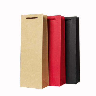 Лакированный горячий штамп Kraft Paper Wine Bags с ручками Раствор упаковки напитков