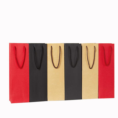 Лакированный горячий штамп Kraft Paper Wine Bags с ручками Раствор упаковки напитков