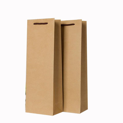 Лакированный горячий штамп Kraft Paper Wine Bags с ручками Раствор упаковки напитков