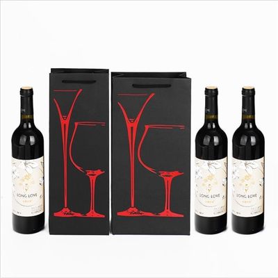 Лакированный горячий штамп Kraft Paper Wine Bags с ручками Раствор упаковки напитков