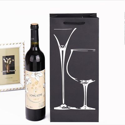 Лакированный горячий штамп Kraft Paper Wine Bags с ручками Раствор упаковки напитков