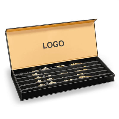 Luxury Custom Logo Black Paper Jewelry Packaging Box For Bracelet Pendant Строгая магнитная коробка
