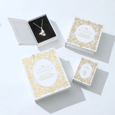 Оптовая заказная роскошная коробка с магнитом для колье и серег, коробка для хранения ювелирных изделий