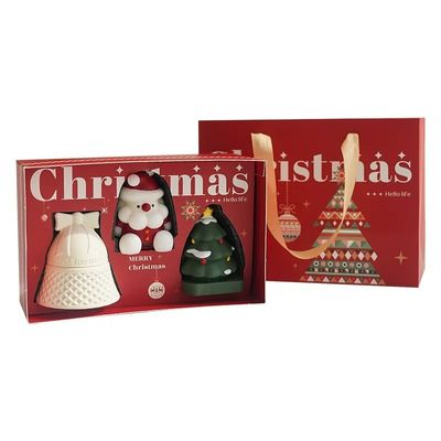 Люксовое логотип Красная бумажная рождественская коробка с ручкой для подарок упаковка еда ювелирные изделия аптека брендовый дизайн