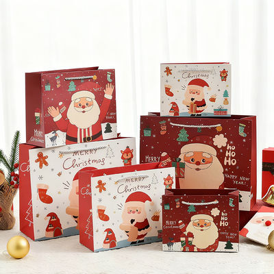 По заказам Размеры Напечатанные Kraft Рождественские сумки Роскошные подарочные сумки с ленточной ручкой