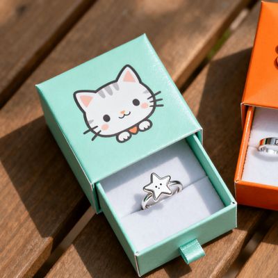 Винтажный роскошный логотип на заказ кольцевые коробки Ивуарная доска с губкой бархатной подкладкой штамповка лакировка УФ-покрытие печать обработка