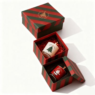 Фабрика оптовой заказ цветные картонные рождественские бумажные коробки крышка и основание свечи коробки со штампом