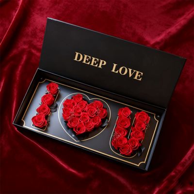 Пользовательские популярные подарочные коробки с надписью «Я ЛЮБЛЮ ТЕБЯ» с цветочным оформлением, экологически чистые переработанные магнитные бумажные коробки для упаковки подарочных коробок с розами