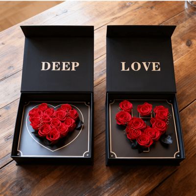 Custom Popular I LOVE U Floral Gift Boxes Eco-Friendly Recycled Materials Magnetic Paper Box Packaging for Rose Flower Gift Box