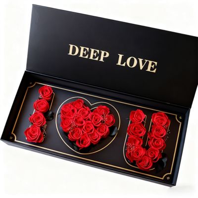 Пользовательские популярные подарочные коробки с надписью «Я ЛЮБЛЮ ТЕБЯ» с цветочным оформлением, экологически чистые переработанные магнитные бумажные коробки для упаковки подарочных коробок с розами