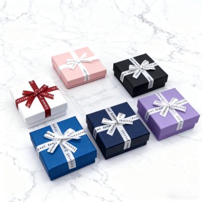 Индивидуальная упаковка ювелирных изделий: английский бант, лента, коробка «небо-земля», квадратная коробка, элегантная картонная крышка для серег, колец, коробок