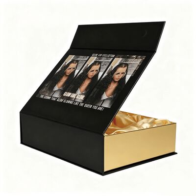 Luxury Flip Top Magnetic Box Closure Wig Box With Satin Inside Custom Logo Packaging Hair Gift Black Foldable Paper Boxes (Любовь к красоте и красоте) Luxury Flip Top Magnetic Box Closure Box Wig Box With Satin Inside Custom Logo Packaging Hair Gift Black Folding Paper Boxes (Любовь к красоте и красоте)