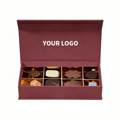 Luxury Environmentally Friendly UV-coated Rigid Cardboard Magnetic Closure Gift Box With Logo for Chocolate Brand Packaging