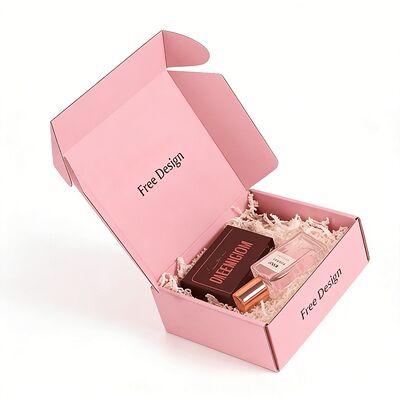 Оптовая заказ персонализированные печатные розовые волнистые картонные упаковочные коробки почтовые почтовые ящики