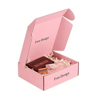 Оптовая заказ персонализированные печатные розовые волнистые картонные упаковочные коробки почтовые почтовые ящики