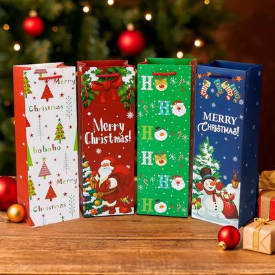 Специализированная небольшая персонализированная рождественская бумажная сумка для роскошных покупок с ленточной ручкой