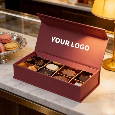 Luxury Environmentally Friendly UV-coated Rigid Cardboard Magnetic Closure Gift Box With Logo for Chocolate Brand Packaging